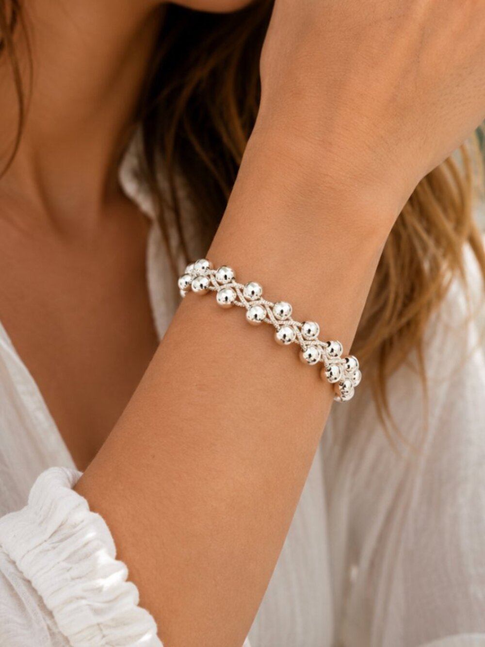 925 Sterling Silver Bead Bracelet 5 MM Ball Bracelet Large Thick Bracelet